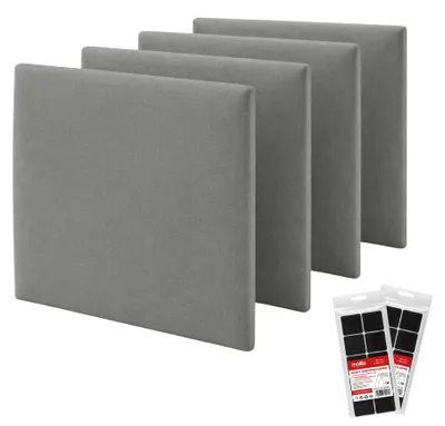 Produktbild von STEGU Polsterpaneel-Set 24× Quadrat 30x30 cm inkl. Klettband Kopfteil Schlafzimmer Grau