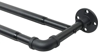Produktbild von Gardinenstange 74-200 cm, schwarz, 2-läufig, ausziehbar, für Wandmontage