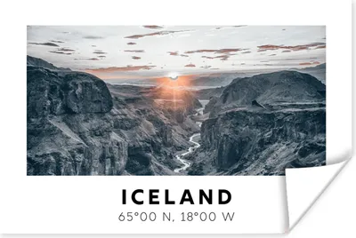 Produktbild von MuchoWow® Poster Island - Fluss - Berge 180x120 cm - Fotoplakat