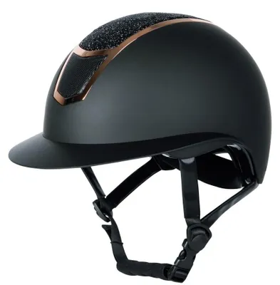 Image de Harrys Horse Casque d'équitation Mont Blanc sparkle noir-or rose avec paillettes, taille:S/53-55 cm