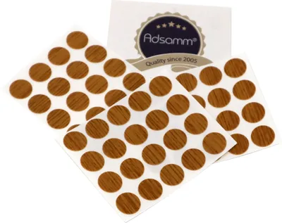 Produktbild von Adsamm® | 60 x Abdeckkappen | Ø 13 mm | Eiche | rund | 0,45 mm dünne selbstklebende Möbelpflaster von Adsamm®