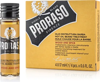 Produktbild von Proraso Wood And Spice olej Hot Oil Beard Treatment 4 x 17 ml