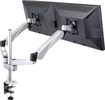 Produktbild von SpeaKa Professional Monitor-Tischhalterung SP-3947568 Flex 2 Display(s) 25,4 cm (10) - 68,6 cm (27) Schwarz, Silber H