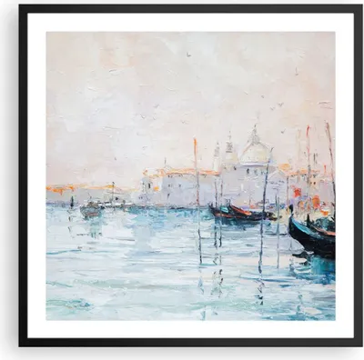 Produktbild von Gerahmtes Poster - Schwarzer Rahmen - Venedig Basilika - 60x60 cm - Wand Bild - Wanddeko - Wandbilder - Kunstposter - Wandposter - Bilderrahmen - Bilder - Kunstdruck - Wandbild - P2BAC60x60-3662