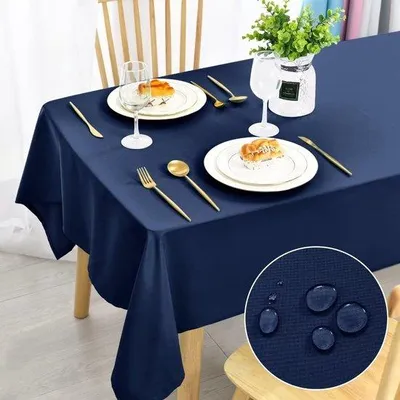 Produktbild von Donkerblaues, wasserfester, wasbares Tischläufer, wasserdichtes Tischläufer für Esszimmer, Garten, Party, Hochzeit oder Haushalt, 135x180cm
