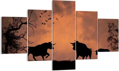 Produktbild von Bild auf Leinwand - Leinwandbild - Tier wütend Stier - 125x70cm - Wand Bild - Wanddeko - Wandbilder - Leinwanddruck - Bilder - Kunstdruck - Wanddekoration - Leinwand bilder - Wandkunst - EA125x70-0494