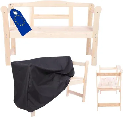 Produktbild von MODO24 Gartenbank Holz, 2-Sitzer, Schutzhülle Cordura, Friesenbank, Parkbank, Massivholz, 46x118x78 cm, Natur Imprägniert, G01