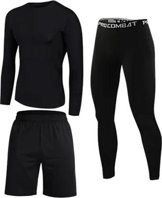 Produktbild von ASKSA Thermounterwaesche Set fuer Kinder Funktionsunterwaesche Jungen Atmungsaktiv Skiunterwaesche Sport Schnell Trockend Kinder Fussball Unterwaesche,B-Schwarz,S