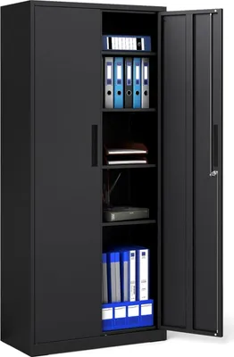Produktbild von KOMFOTTEU Aktenschrank mit 2/4 verstellbaren Regalen, Metallschrank abschließbar mit Doppeltür, Werkstattschrank Büroschrank für Büro, Wohnzimmer, 80 x 40 x 91 cm (80 x 40 x 180 cm)