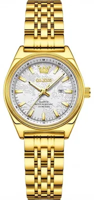 Produktbild von Elegante Damenuhr OLEVS EL-41579 in Weiß und Gold mit Quarzwerk und Edelstahlarmband KP41579
