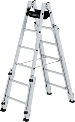 Produktbild von MUNK Aluminium Stehleiter, treppengängig, mit 4 Holmverlängerungen 2x6 Sprossen