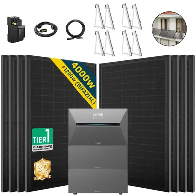 Produktbild von ALLDREI  Balkonkraftwerke  mit Speicher Anker Solix Solarbank 3 E2700 Pro & BP2700x2,Komplettset mit 8x500W Bifazialer Solarpanel & Smarten Zähler