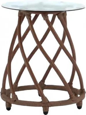 Image de Table basse marron Table d'appoint Designer Table basse terrasse Meubles en rotin de luxe