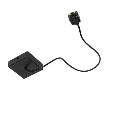 Produktbild von QAZQA - Stromzufuhr mit quadratischer Montageplatte für 1-phasige Schiene schwarz - Iconic I Wohnzimmer I Schlafzimmer - Stahl Quadratisch - LED geeignet