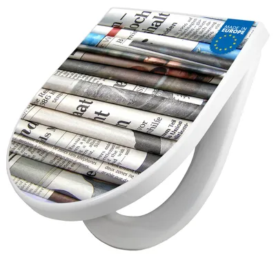 Produktbild von WC Sitz mit Absenkautomatik D Form Motiv Zeitungen [TDW3 10039]