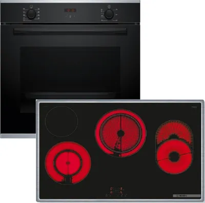 Bosch HBD432FB85 Einbau-Backofen-Set, HBA234BB3 + PKH845BB1D, Einbau-Backofen, Elektro-Kochfeld, Gesamtansicht