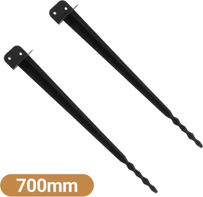 Produktbild von Faziango 2er Set Pfostenträger 700mm Einschlaghülse L-Form Zaunpfostenträger für Holzpfosten Schwarz