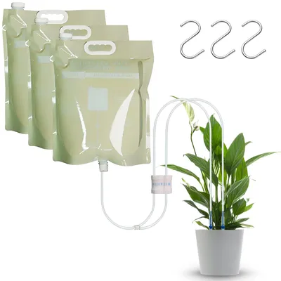 Produktbild von Automatische Pflanzenbewässerung Tropfbeutel 6,5 l, 3 Stück, mit 2 einstellbaren Ventilen für Zimmerpflanzen