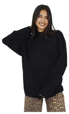 Produktbild von Brave Soul - Pullover für Damen, Rollkragen, Moosgarn WH474 (M) (Schwarz)