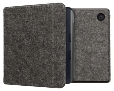 Produktbild von kwmobile Hülle kompatibel mit Kobo Kobo Libra Colour / Tolino Vision Color - Filz Stoff eReader Schutzhülle Cover Case - Dunkelgrau