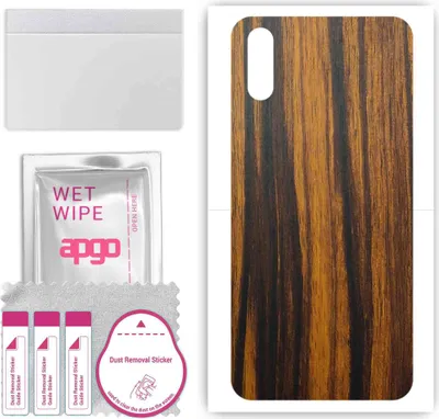Produktbild von apgo Rückseite Schutzfolie, Skin, kompatibel mit Tecno Spark 4 Lite, Hinten Displayschutzfolie aus Vinylfolie, kratzfest, einfache Montage - Tigerwood