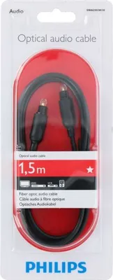 Produktbild von Philips Optisches Audiokabel SWA2302W/10 - 1,5 Meter - Hochwertiges Glasfaser - Sichere und stabile Verbindung - PVC - Schwarz