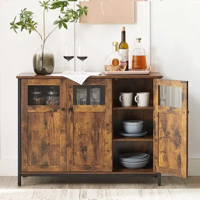 Produktbild von VASAGLE Sideboard, 100 x 35 x 75 cm, verstellbaren Ablage, mit Glastüren
