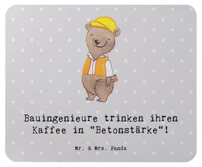 Produktbild von Mr. & Mrs. Panda Mauspad Bauingenieur Kaffee - Grau Pastell - Geschenk, Bauplanung, Betonstärke, Bauwesen, Bauprojekte, Berufe, Mousepad, Berufsleben, laptop, computer