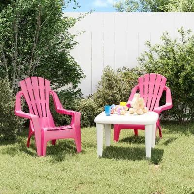 Produktbild von "im Angebot" Kinder-Gartenstühle 2 Stk. - bis 150 kg - Rosa 37x34x44 cm PP Holzoptik - Stapelsessel CC16794