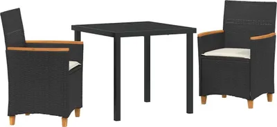 Produktbild von vidaXL Garten Essgruppe 3 pcs Schwarz Poly-Rattan