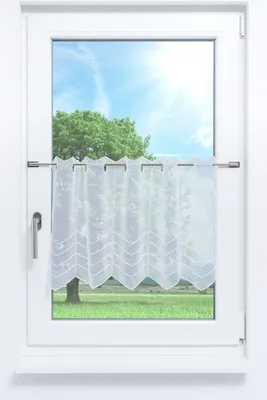 Produktbild von Scheibengardine Plauener Spitze - Melissa #1W (Bx H) 243cm * 45cm reinweiß/Weiß