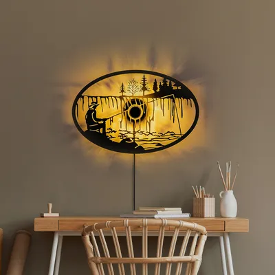 Immagine prodotto di Opviq, Man Fishing, lampada da parete, 100 % METALLO, nero, 58 x 9 x 38 cm