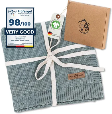 Produktbild von Babydecke 94x72 cm, Baumwolle, Kuscheldecke, blau, für Kinderzimmer