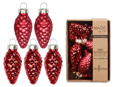 Produktbild von Inge‘s Christmas Decor 12319P045, Weihnachtsbaumschmuck, Glas, Rot, 45 mm, 12 Stück(e)