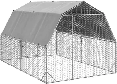 Obrázok produktu pre Kurací výbeh so strechou 2,5x4x2,25 m Pozinkovaná oceľ