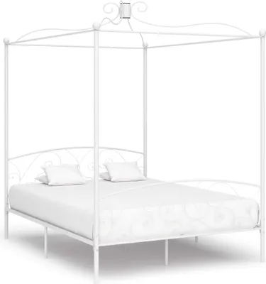 Obrázok produktu pre Rám postele s baldachýnom biely kov 180 x 200 cm