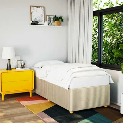 Produktbild von vidaXL Bettgestell ohne Matratze Creme 90x200 cm Stoff