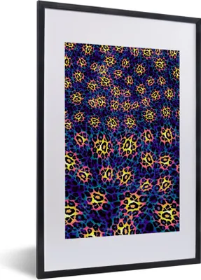 Produktbild von MuchoWow® Gerahmtes Poster Pantherdruck - Muster - Gelb 40x60 cm - Poster mit Schwarzem Bilderrahmen Wandposter Rahmen Foto Bilder - Poster in Rahmen