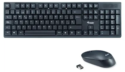 Image de Equip Ensemble clavier et souris sans fil - Disposition ES (QWERTY) - Taille complète (100%) - RF sans fil - QWERTY - Noir - Souris incluse (245221)