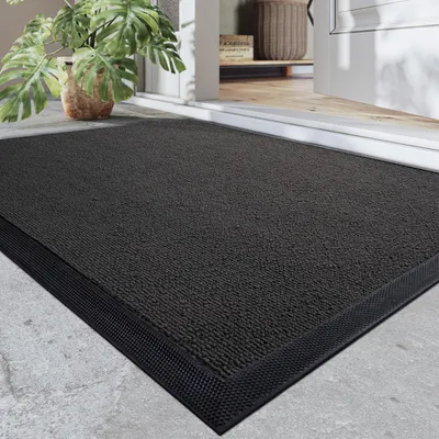 Image de Paillasson de 50 x 80 cm, gris, antidérapant, absorbant, pour l'entrée
