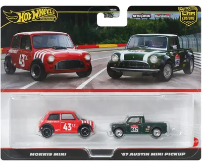 Immagine prodotto di Hot Wheels JBK97 - Morris Mini - 67 Austin Mini Pickup - Real Riders Duo - Premium