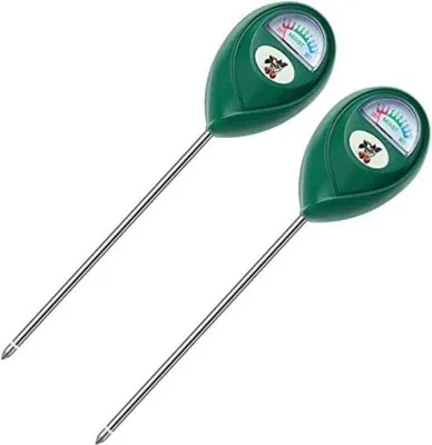 Produktbild von Pflanzenvochtmesser 2er Set, mit Farbskala, batterie- & stromlos, für Innen- & Außenpflanzen, genaue Bodenfeuchtemessung