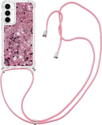 Produktbild von Samsung Galaxy A37 Hülle - Coverup Liquid Glitzer Back Cover mit Handykette - Roségold