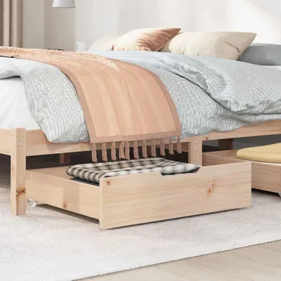 Produktbild von vidaXL Bettschubladen mit Rollen 2 Stk. 75x55x17 cm Massivholz Kiefer
