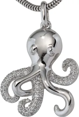 Produktbild von Anhänger Krake Octopus mit Zirkonia weiß 925 Silber Sterlingsilber Kinder