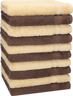 Produktbild von Betz 10 Stück Gästehandtücher GOLD 100%Baumwolle Qualität 600 g/m² Gästetuch-Set 30x50 cm Farbe beige und nussbraun