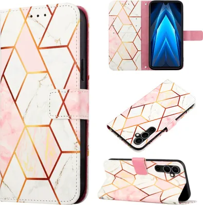 Obrázek produktu pro Tecno Pova Neo 2 Pouzdro,PolyuretanKožené Pouzdro s Mramorovým Vzorem, Kapsy na Karty, Stojánek Pouzdro pro Tecno Pova Neo 2 Růžový