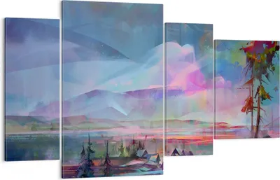 Produktbild von Bild auf Leinwand - Leinwandbild - Berge Baum Wasser - 120x70cm - Wand Bild - Wanddeko - Wandbilder - Leinwanddruck - Bilder - Kunstdruck - Wanddekoration - Leinwand bilder - Wandkunst - DL120x70-3919