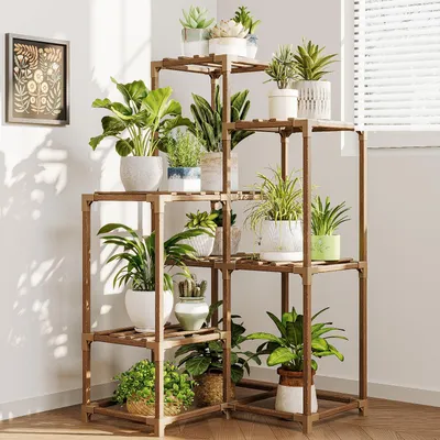 Produktbild von Pflanzenständer, Pflanzenregal, Eckregal für drinnen und draußen mit 7 Ebenen, geeignet für Blumentöpfe, Wohnzimmer, Garten, Balkon, Dekoration