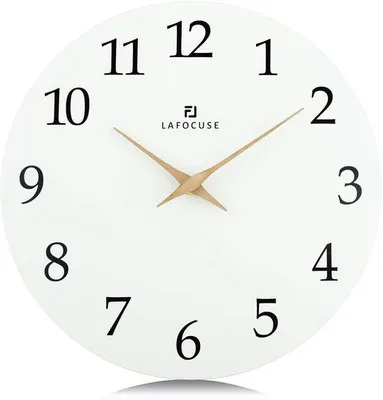 Immagine prodotto di Orologio da parete moderno in MDF bianco da 30 cm, a batteria